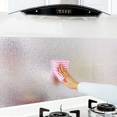 Aluminium Foil Self Adhesive PVC Wallpaper Silver Curly Pattern 60x200cm Heat Resistant Oil Proof Waterproof Peel and Stick Kitchen Wall Cabinet Furniture Decor Sticker thumbnail 1