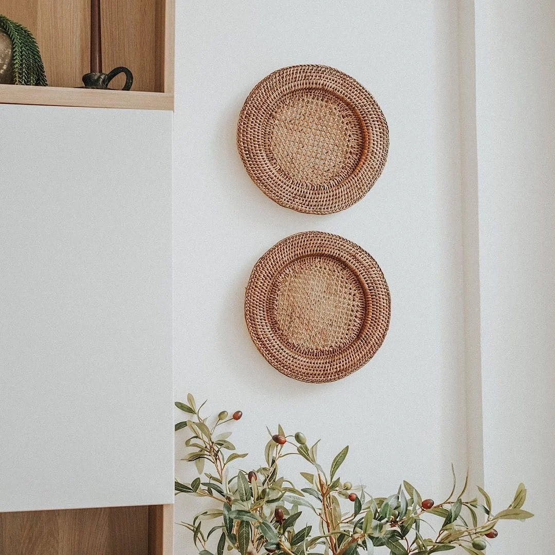 Assam Admiration Handmade Cane Round Serving Tray Decorative Bamboo Wicker Rattan Fruit Snack Platter Table Centrepiece Dining Table Home Decor Gift Wedding Party Breakfast Tray image 3