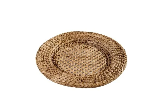 Assam Admiration Handmade Cane Round Serving Tray Decorative Bamboo Wicker Rattan Fruit Snack Platter Table Centrepiece Dining Table Home Decor Gift Wedding Party Breakfast Tray image 1