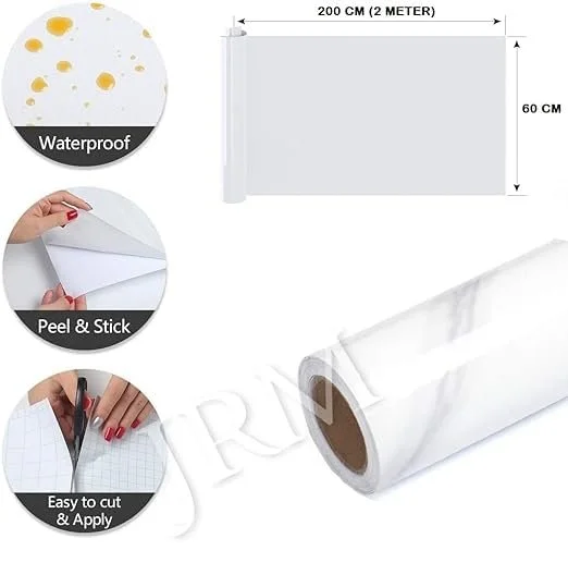 Clear Self Adhesive Wallpaper Roll 60x200 cm Waterproof Oil Proof PVC Peel and Stick Wall Protector Contact Paper for Kitchen Cabinets Furniture Wardrobe Shelf Wall Covering image 3