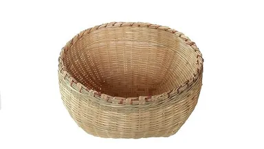 ADMIRATION Bamboo Vegetable Fruit Storage Basket Portable Kitchen Tokri Handwoven Natural Rattan Organizer for Fruits Vegetables Bread Snacks Countertop Dining Table Decor Golden Yellowish Small thumbnail 1