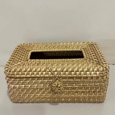 Assam Admiration Handmade Bamboo Rattan Tissue Paper Holder Rectangular Cane Napkin Box Cover Restaurant Table Decoration Tissue Dispenser Eco Friendly Tabletop Tissue Storage Organizer thumbnail 3