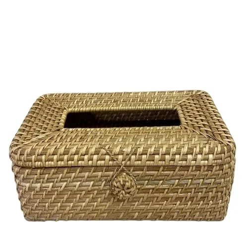 Assam Admiration Handmade Bamboo Rattan Tissue Paper Holder Rectangular Cane Napkin Box Cover Restaurant Table Decoration Tissue Dispenser Eco Friendly Tabletop Tissue Storage Organizer image 1