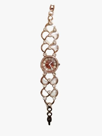 Luxury Rose Gold Women Bracelet Watch Elegant Floral Link Chain Designer Ladies Analog Wrist Watch with Crystal Accents Stylish Fashion Jewellery Watch for Girls and Women image 1