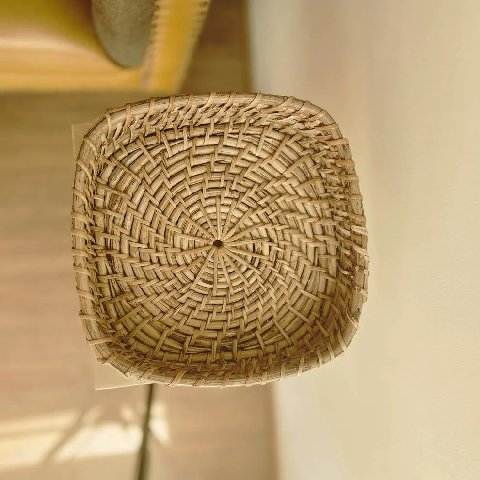 Assam Admiration Handmade Cane Rattan Square Serving Tray Medium Natural Wicker Dining Table Organiser Basket Eco Friendly Home Decor Fruit Bread Storage Tray image 4