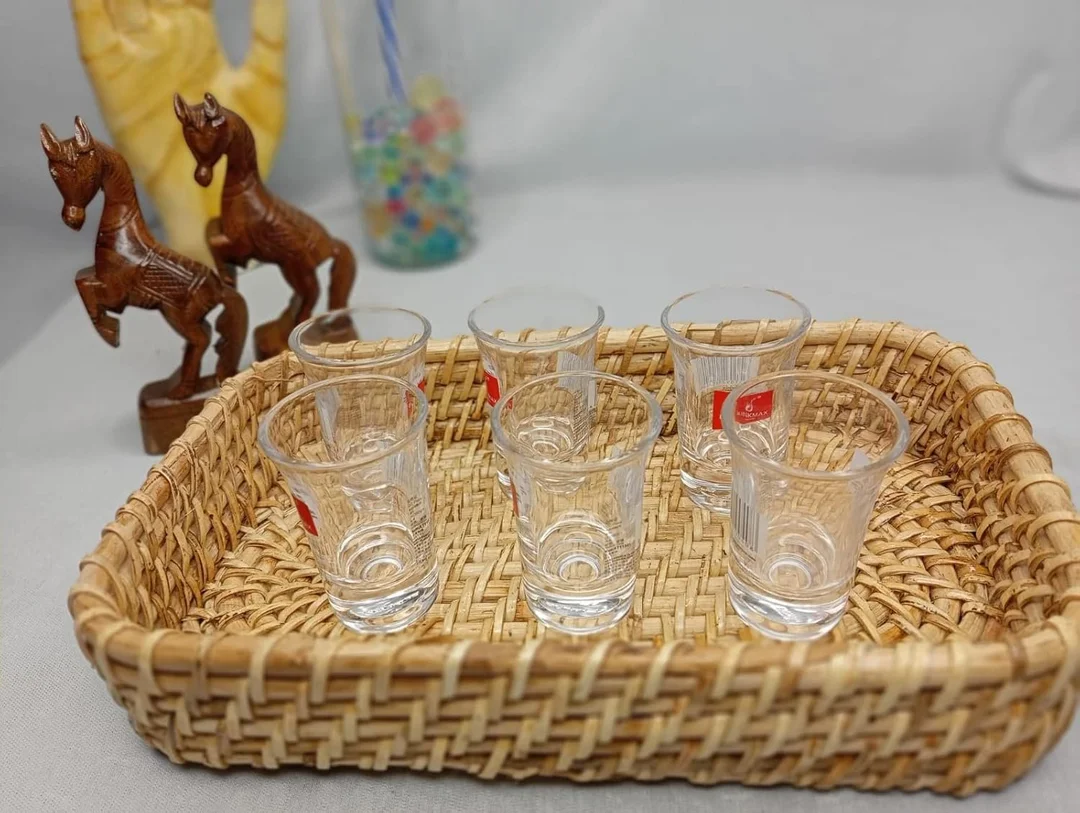 Assam Admiration Handmade Cane Rattan Rectangular Serving Tray Natural Wicker Table Organiser Fruit Snack Tea Coffee Breakfast Tray Rustic Home Decor Dining Table Storage Basket image 4
