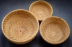 Assam Admiration Handwoven Cane Bowl Set Natural Rattan Wicker Fruit Basket Serving Bowl Table Decor Snack Storage Basket Eco Friendly Handmade Kitchen Dining Accessory image 4