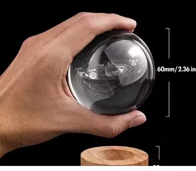3D Saturn Crystal Ball LED Night Lamp with Wooden Base USB Powered Glass Galaxy Planet Light for Bedroom Decor Gift for Girlfriend Boyfriend Kids Home Decoration  thumbnail 2
