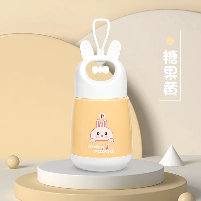 Rabbit Print Glass Water Bottle 500ml Leak Proof Borosilicate Drinking Bottle with Sleeve Cute Bunny Design Eco Friendly Reusable Kids Office Gym Bottle BPA Free image 2