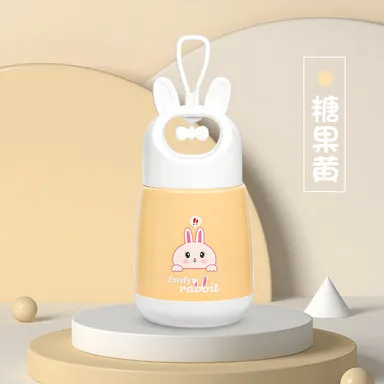 Rabbit Print Glass Water Bottle 500ml Leak Proof Borosilicate Drinking Bottle with Sleeve Cute Bunny Design Eco Friendly Reusable Kids Office Gym Bottle BPA Free thumbnail 1