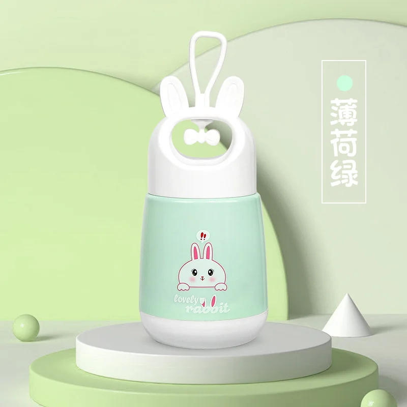 Rabbit Print Glass Water Bottle 500ml Leak Proof Borosilicate Drinking Bottle with Sleeve Cute Bunny Design Eco Friendly Reusable Kids Office Gym Bottle BPA Free image 3
