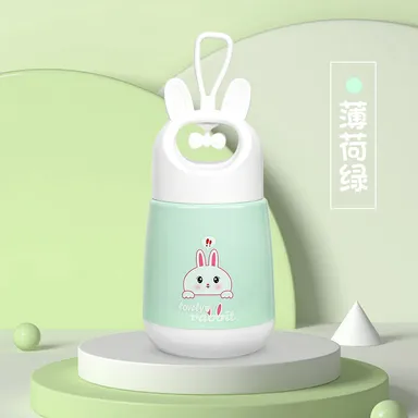 Rabbit Print Glass Water Bottle 500ml Leak Proof Borosilicate Drinking Bottle with Sleeve Cute Bunny Design Eco Friendly Reusable Kids Office Gym Bottle BPA Free thumbnail 2