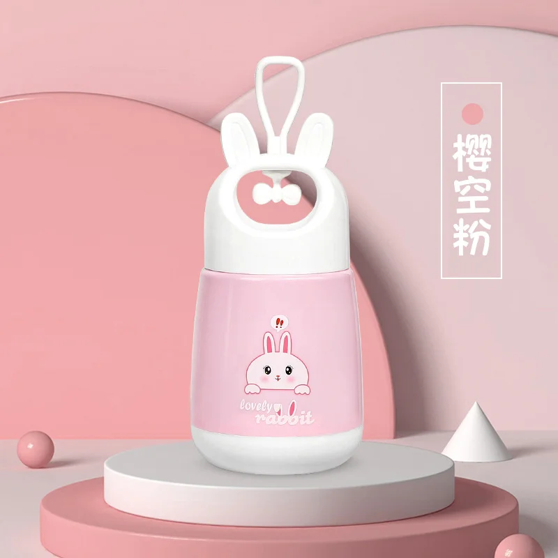 Rabbit Print Glass Water Bottle 500ml Leak Proof Borosilicate Drinking Bottle with Sleeve Cute Bunny Design Eco Friendly Reusable Kids Office Gym Bottle BPA Free image 4