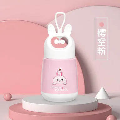 Rabbit Print Glass Water Bottle 500ml Leak Proof Borosilicate Drinking Bottle with Sleeve Cute Bunny Design Eco Friendly Reusable Kids Office Gym Bottle BPA Free thumbnail 3