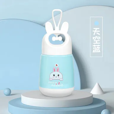 Rabbit Print Glass Water Bottle 500ml Leak Proof Borosilicate Drinking Bottle with Sleeve Cute Bunny Design Eco Friendly Reusable Kids Office Gym Bottle BPA Free thumbnail 4
