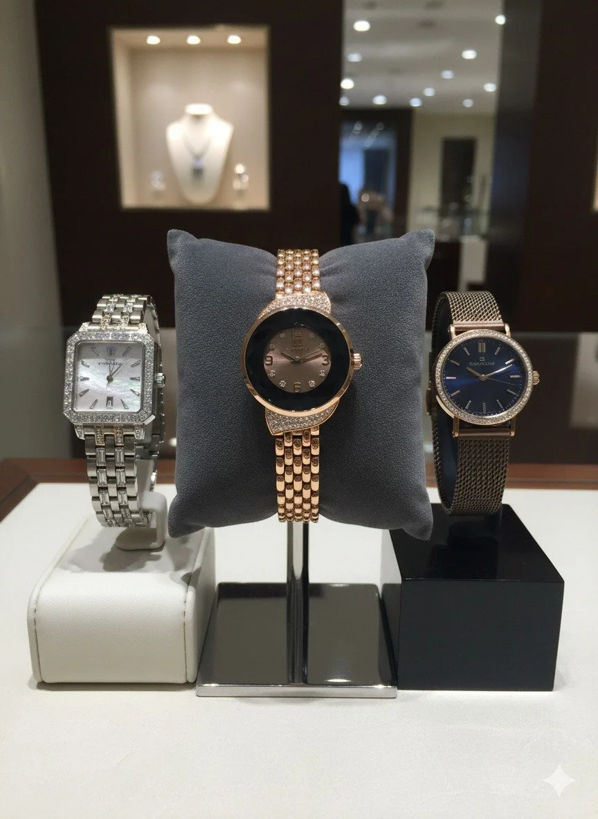 Luxury Women Designer Analog Wrist Watch Stainless Steel Bracelet Strap Diamond Style Dial Fashion Party Watch Elegant Ladies Jewellery Watch Gift for Women India image 1