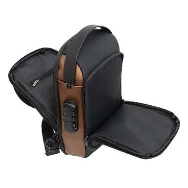 Mens Cross Body Sling Bag for Travel Office Use Waterproof Oxford Fabric Anti Theft Chest Bag with USB Charging Port Adjustable Strap Casual Shoulder Bag for Men Black thumbnail 1