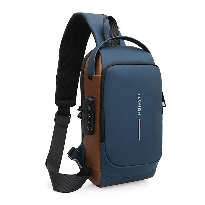 Mens Cross Body Sling Bag for Travel Office Use Waterproof Oxford Fabric Anti Theft Chest Bag with USB Charging Port Adjustable Strap Casual Shoulder Bag for Men Black image 3