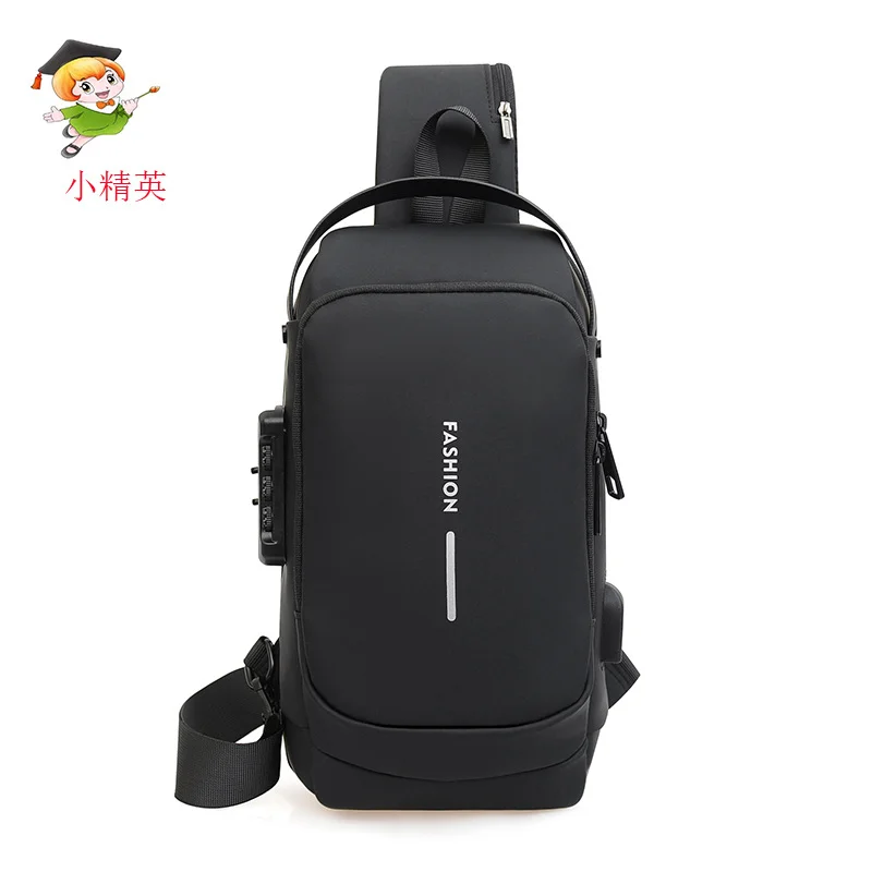 Mens Cross Body Sling Bag for Travel Office Use Waterproof Oxford Fabric Anti Theft Chest Bag with USB Charging Port Adjustable Strap Casual Shoulder Bag for Men Black image 4