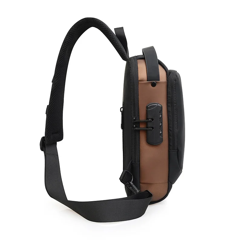 Mens Cross Body Sling Bag for Travel Office Use Waterproof Oxford Fabric Anti Theft Chest Bag with USB Charging Port Adjustable Strap Casual Shoulder Bag for Men Black image 1