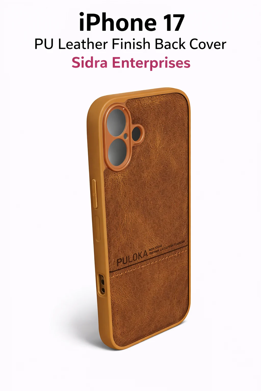 iPhone 17 PU Leather Finish Back Cover Luxury Textured Shockproof Protective Case Slim Anti Scratch Camera Protection Premium Soft Frame Mobile Cover Brown image 1