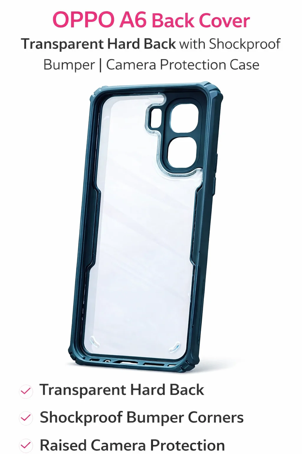 OPPO A6 Transparent Hard Back Cover with Shockproof Bumper and Raised Camera Protection image 2
