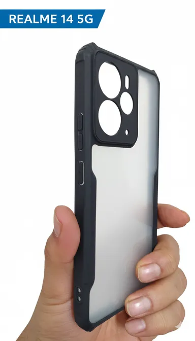 Realme 14 5G Transparent Hybrid Shockproof Back Cover Case with Hard PC Back Soft TPU Bumper Camera Protection Anti Scratch Clear Protective Mobile Cover(relme 14 5g) thumbnail 1