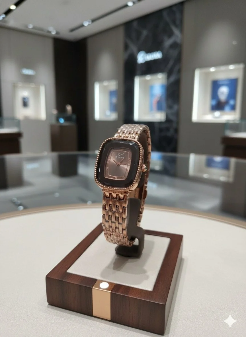 Luxury Rose Gold Women’s Analog Bracelet Watch Square Dial Stainless Steel Strap Elegant Designer Wrist Watch for Ladies Party Wear Gift Fashion Watch India image 2