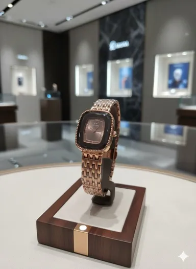Luxury Rose Gold Women’s Analog Bracelet Watch Square Dial Stainless Steel Strap Elegant Designer Wrist Watch for Ladies Party Wear Gift Fashion Watch India thumbnail 1