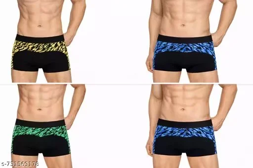 Mens Stretch Cotton Boxer Briefs Innerwear Pack of 3 Black Printed Elastic Waist Trunks Breathable Comfortable Anti Chafing Soft Inner Shorts for Gym Sports Daily Wear Men image 4