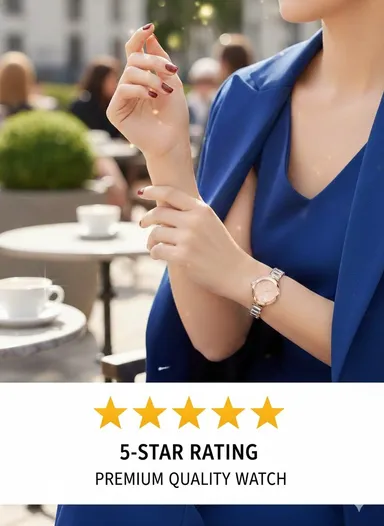 FIIZ Women Rose Gold Analog Quartz Wrist Watch with Crystal Studded Bracelet Strap Round Dial Elegant Ladies Fashion Party Wear Watch India thumbnail 1