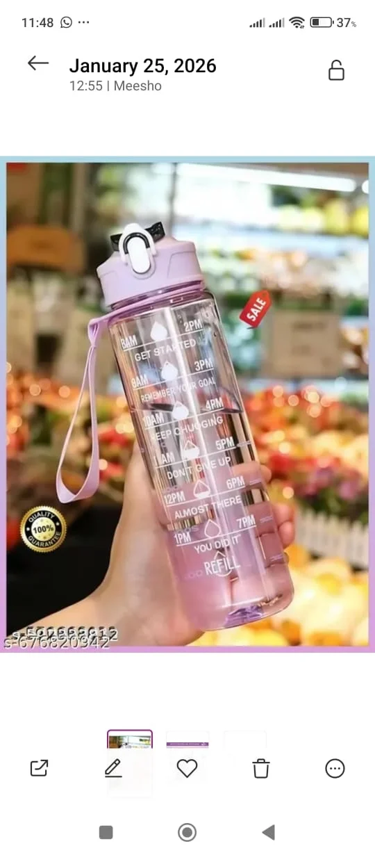 1 Litre Motivational Water Bottle Leakproof Durable BPA-Free Inspirational Fitness Gym Eco-Friendly Hydration Bottle India image 2