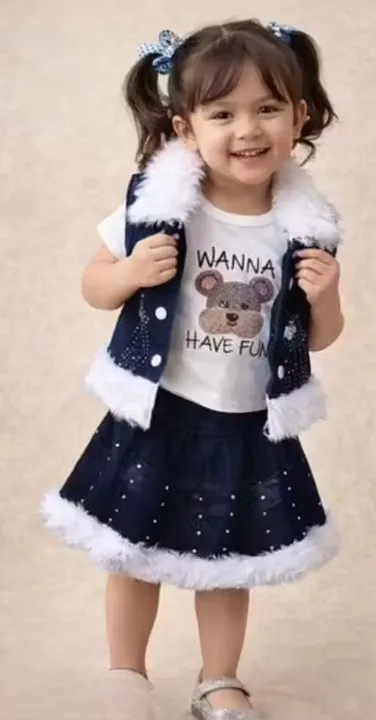 LITTLE MUFFS Baby Girl Top Denim Skirt and Denim Jacket Set Stylish 3 Piece Kids Outfit Soft Cotton Top with Denim Jacket Girls Party Wear Casual Wear Fashion Set for Baby Girls LITTLE MUFFS Baby Girl Top Denim Skirt and Denim Jacket Set Stylish 3 Piece K thumbnail 0