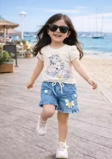 Trendy Unicorn Print Girls T-Shirt and Denim Shorts Set Summer Casual 2 Piece Kids Outfit Cotton Graphic Tee with Blue Denim Shorts Cute Girls Co-Ord Clothing Set Age 2-10 Years Trendy Unicorn Print Girls T-Shirt and Denim Shorts Set Summer Casual 2 Piece thumbnail 2