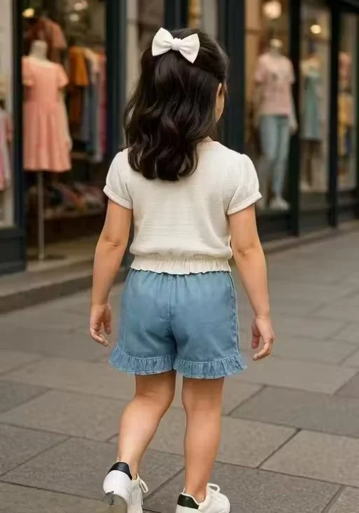Trendy Unicorn Print Girls T-Shirt and Denim Shorts Set Summer Casual 2 Piece Kids Outfit Cotton Graphic Tee with Blue Denim Shorts Cute Girls Co-Ord Clothing Set Age 2-10 Years Trendy Unicorn Print Girls T-Shirt and Denim Shorts Set Summer Casual 2 Piece image 4