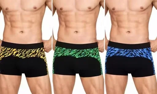 Mens Premium Cotton Stretch Trunks Pack of 3 Breathable Anti Sweat Quick Dry Boxer Briefs Soft Waistband Comfort Fit Multicolour Innerwear for Daily Wear Gym Sports Men image 3