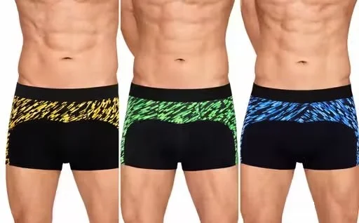 Mens Premium Cotton Stretch Trunks Pack of 3 Breathable Anti Sweat Quick Dry Boxer Briefs Soft Waistband Comfort Fit Multicolour Innerwear for Daily Wear Gym Sports Men image 1