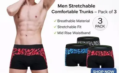 Mens Cotton Stretch Boxer Briefs Pack of 3 Breathable Anti Chafing Trunks Innerwear Multicolour Soft Elastic Waistband Comfort Fit Underwear for Gym Sports Daily Wear Men thumbnail 1