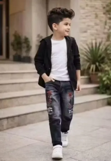 LITTLEMUFFS Baby Boy Denim Jeans Cotton Blend Elastic Waist Jogger Pants for Kids Soft Comfortable Casual Daily Wear Durable Stitching Trendy Boys Denim Trousers for School Play Party LITTLEMUFFS Baby Boy Denim Jeans Cotton Blend Elastic Waist Jogger Pant thumbnail 3