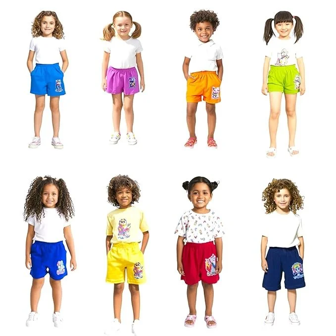 Babyvibz Kids Cotton Cartoon Printed Shorts Pack of 8 Multicolour Elastic Waist Summer Shorts for Boys Girls Soft Breathable Casual Playwear Toddler Baby Daily Wear Cotton Shorts Set Babyvibz Kids Cotton Cartoon Printed Shorts Pack of 8 Multicolour Elasti image 1