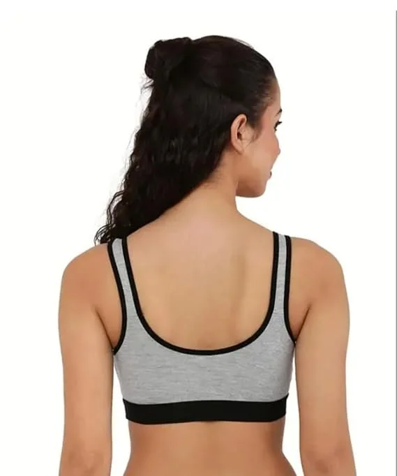 Women Cotton Sports Bra Combo Pack of 3 Non Padded Wire Free Stretchable Full Coverage Gym Yoga Walking Workout Daily Wear Sports Bra Black Skin Maroon Women Cotton Sports Bra Combo Pack of 3 Non Padded Wire Free Stretchable Full Coverage Gym Yoga Walking image 4