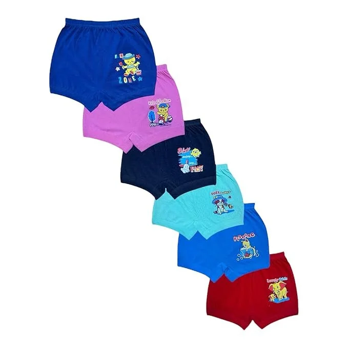 VIBZURE Unisex Kids Cotton Briefs Pack of 6 Multicolour Soft Hosiery Inner Elastic Waistband Kids Underwear Breathable Innerwear Trunks Boys Girls Daily Wear Cotton Underpants VIBZURE Unisex Kids Cotton Briefs Pack of 6 Multicolour Soft Hosiery Inner Elas image 4
