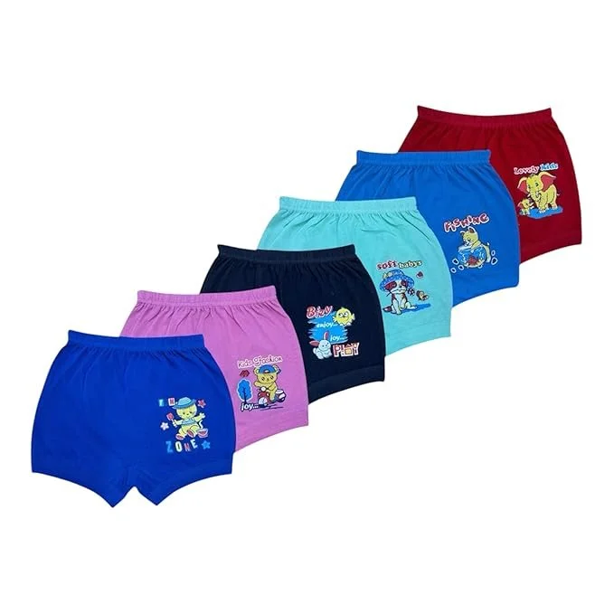 VIBZURE Unisex Kids Cotton Briefs Pack of 6 Multicolour Soft Hosiery Inner Elastic Waistband Kids Underwear Breathable Innerwear Trunks Boys Girls Daily Wear Cotton Underpants VIBZURE Unisex Kids Cotton Briefs Pack of 6 Multicolour Soft Hosiery Inner Elas image 1
