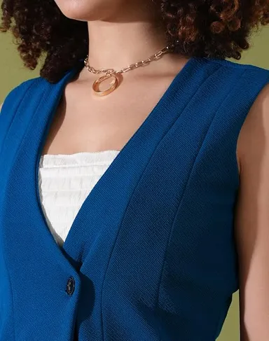 Tanot Textiles Women V-Neck Blazer Co-Ord Set with Trousers Casual Formal Office Wear Polyester Two Piece Suit Set Stylish Matching Outfit for Women India Tanot Textiles Women V-Neck Blazer Co-Ord Set with Trousers Casual Formal Office Wear Polyester Two  thumbnail 1