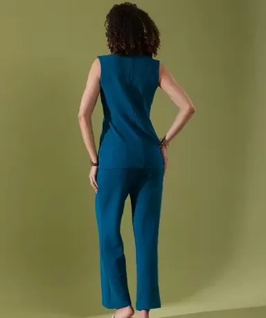 Tanot Textiles Women V-Neck Blazer Co-Ord Set with Trousers Casual Formal Office Wear Polyester Two Piece Suit Set Stylish Matching Outfit for Women India Tanot Textiles Women V-Neck Blazer Co-Ord Set with Trousers Casual Formal Office Wear Polyester Two  thumbnail 0