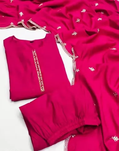 Fancy Pink Embroidered Georgette Saree with Designer Blouse Piece, Party Wear Lightweight Soft Flowing Ethnic Festive Wedding Occasion Saree for Women India Fancy Pink Embroidered Georgette Saree with Designer Blouse Piece, Party Wear Lightweight Soft Flo thumbnail 0