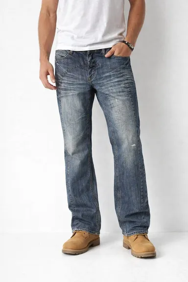 Mens Vintage Washed Slim Fit Blue Denim Jeans Mid Rise Stretch Distressed Stone Wash Biker Style Casual Streetwear Fashion Denim Pants Comfortable Daily Wear Jeans for Men thumbnail 1