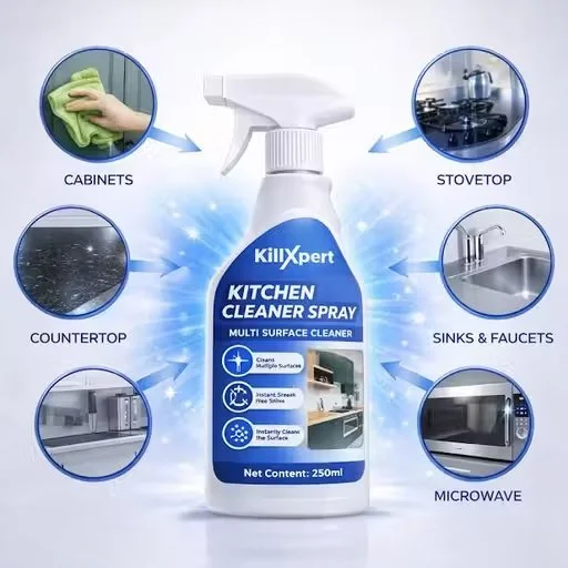 KillXpert Tap Cleaner Spray 250ml Hard Water Stain Remover for Bathroom & Kitchen Taps Removes Limescale White Spots Rust Marks Chrome Steel Faucet Cleaner image 3