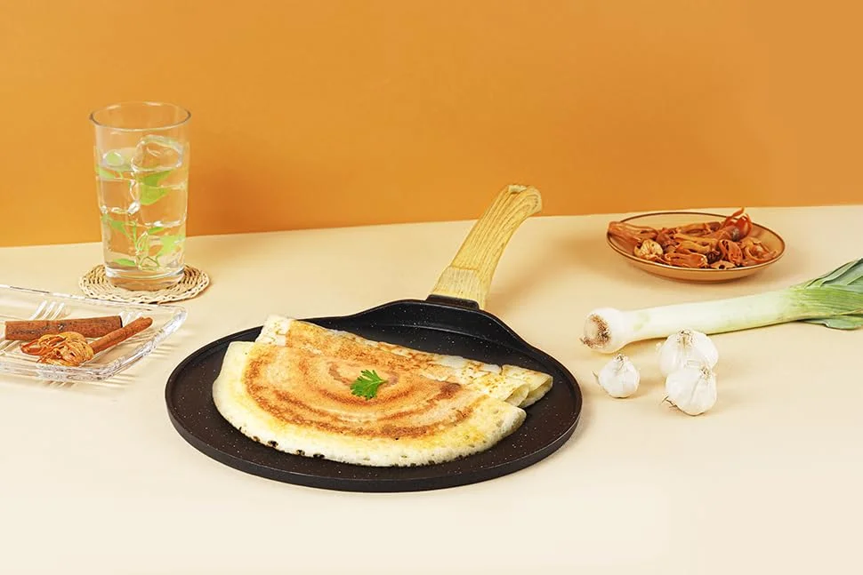 CELLO Castello 28 cm Die Cast Aluminium Flat Tawa Induction Base 4 mm Thickness Non‑Stick Scratch‑Resistant Heavy Duty Kitchen Cookware for Dosa Roti Chapati image 2
