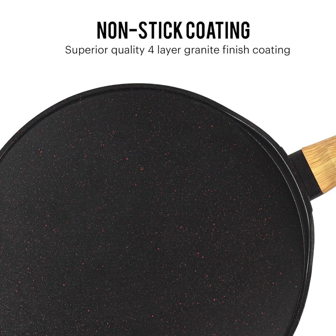 CELLO Castello 28 cm Die Cast Aluminium Flat Tawa Induction Base 4 mm Thickness Non‑Stick Scratch‑Resistant Heavy Duty Kitchen Cookware for Dosa Roti Chapati image 5